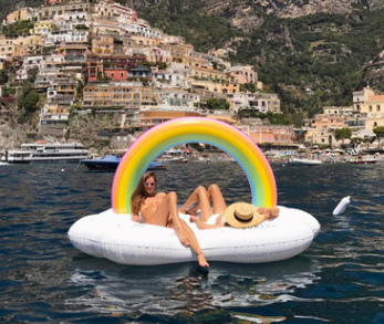 Inflatable Rainbow Cloud Island Float