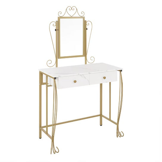 Vanity Table Set With Mirror & Stool