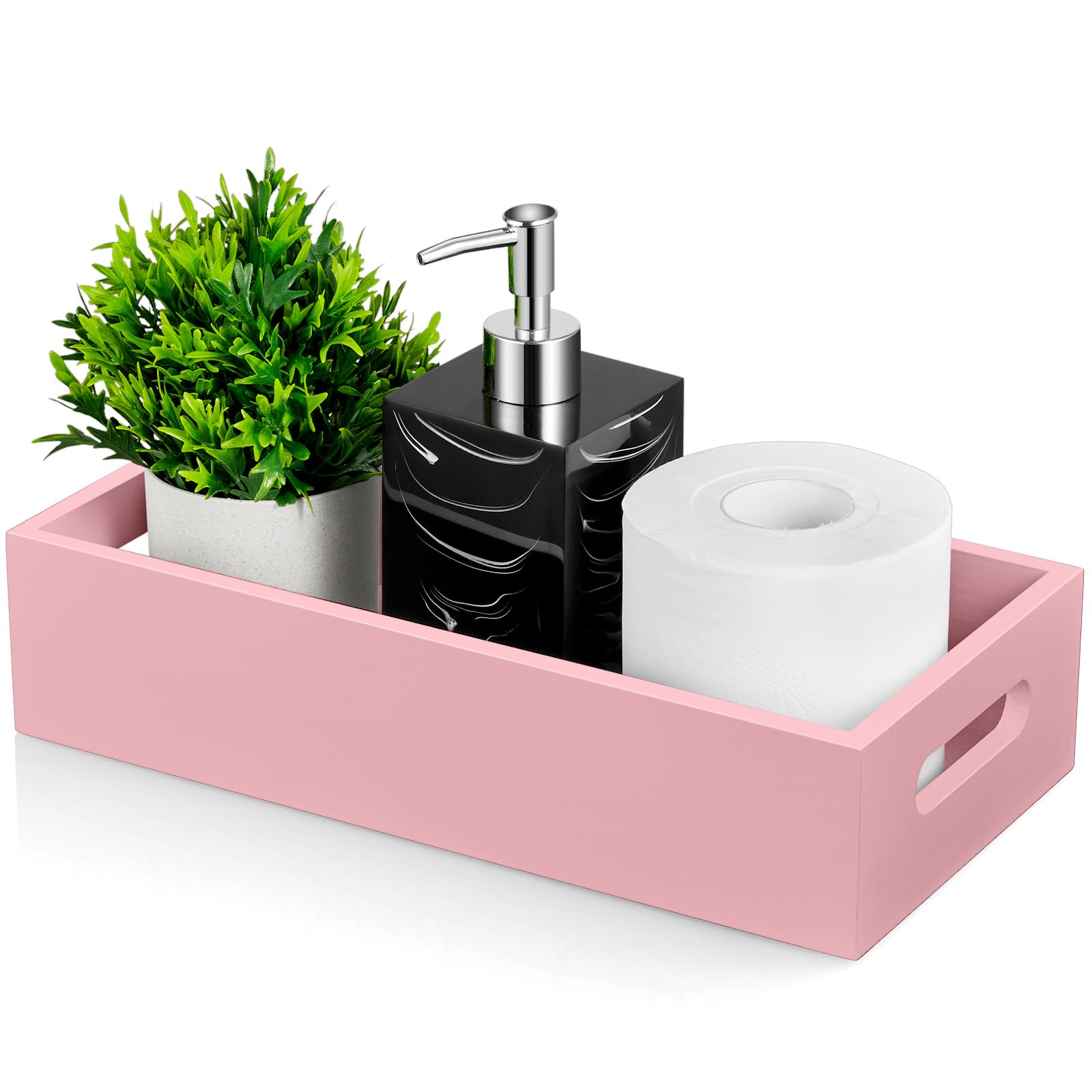 Cesta de Madera Rosa para Baño — Organizador Estilo Nórdico